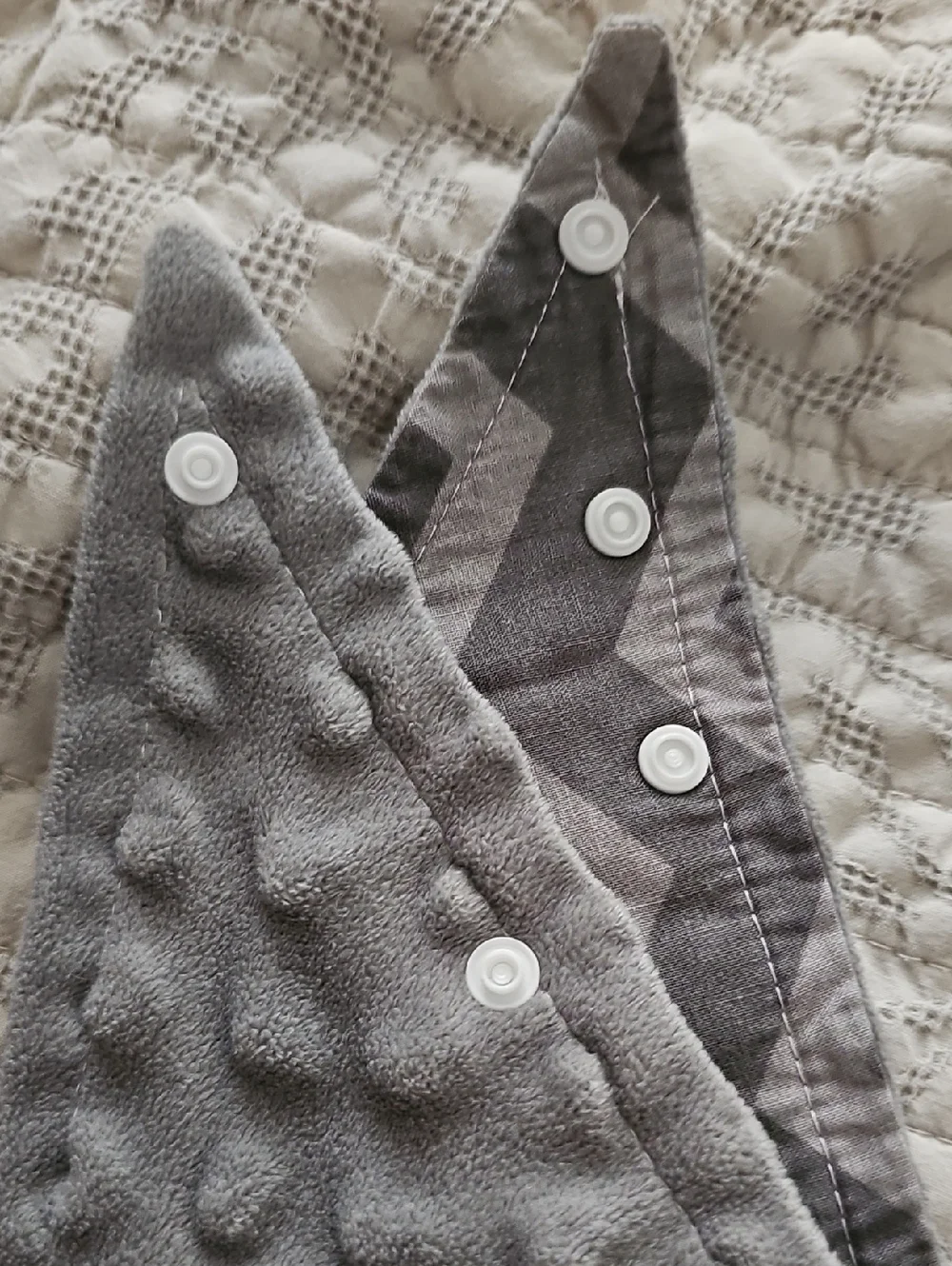 2 Gray Chevron Bibs Minky